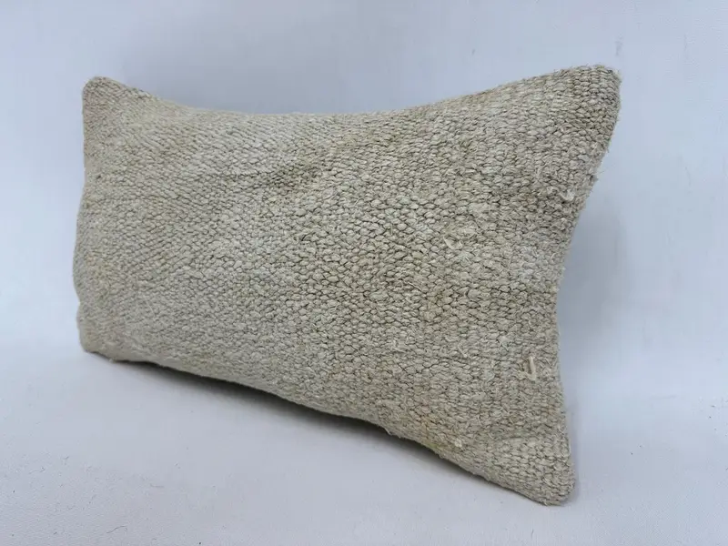 Pillow for Couch, Kilim Pillow, 12x20 Beige Pillow, Cushion Case, Armchair Cushion, Handmade Kilim Cushion, Handwoven Cushion Case - 4