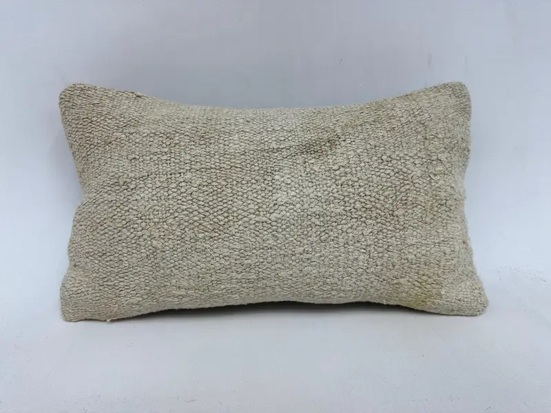 Pillow for Couch, Kilim Pillow, 12x20 Beige Pillow, Cushion Case, Armchair Cushion, Handmade Kilim Cushion, Handwoven Cushion Case - 1
