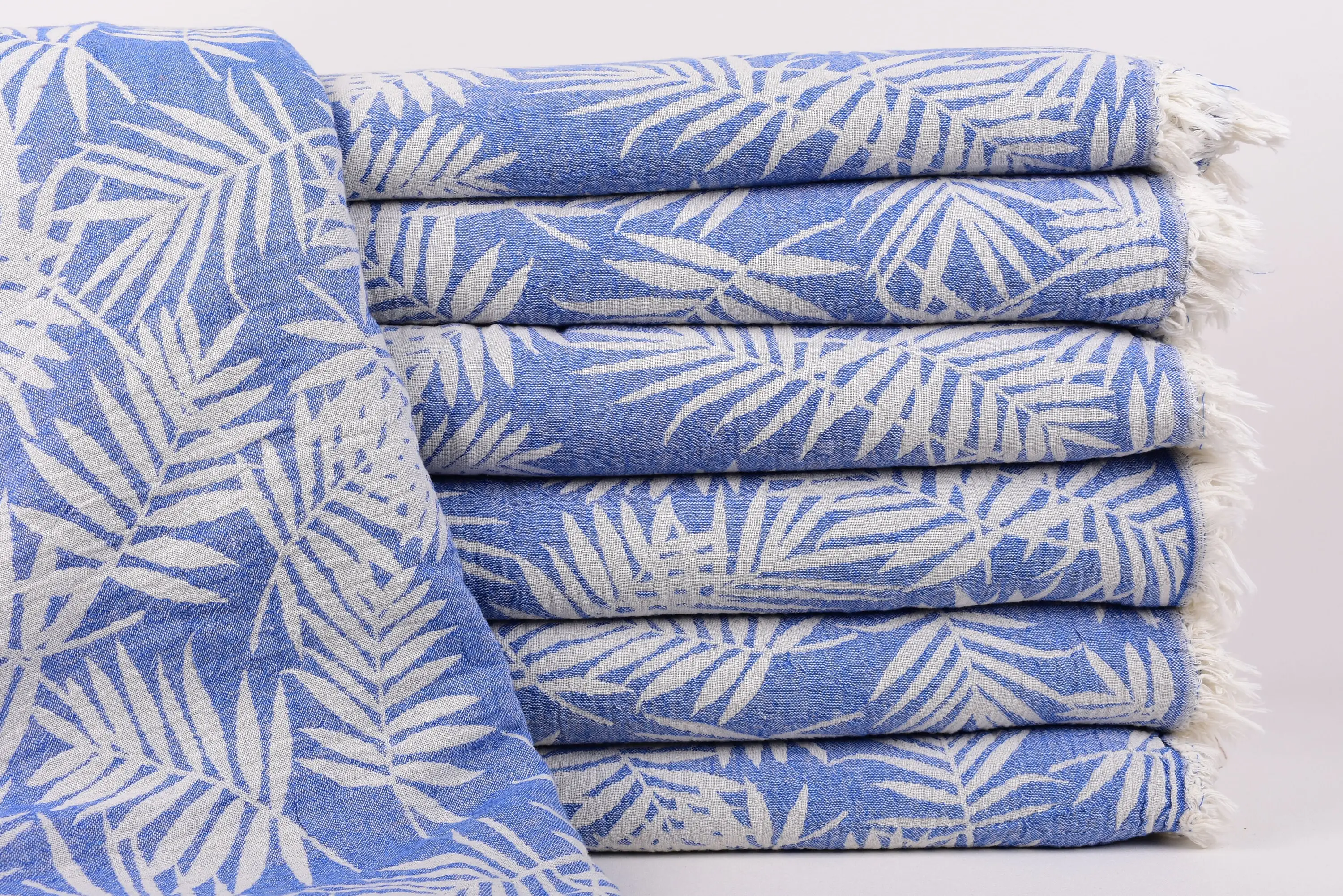Shower Curtain Boho Throw Blanket Sax Blue Floral, 99x79 Inches - 1