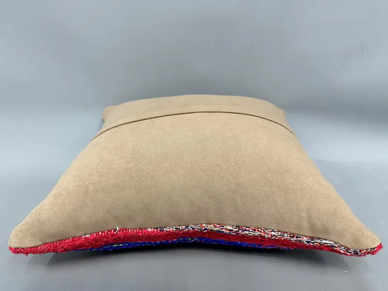 Vintage Pillow, Bolster Cushion Cover, Kilim Cushion Sham, 18x18 Blue Pillow Cover, Luxury Pillow, Vintage Kilim Pillow, Cushion Case - 7