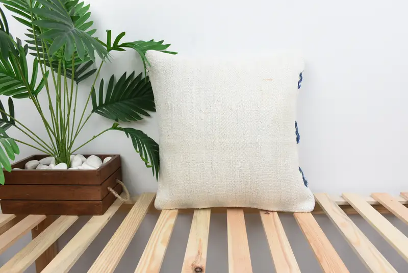18x18 White Pillow Case, Pillow, Bed Pillow Case, Comfy Throw Pillow Case, Vintage Kilim Throw Pillow, Turkish Pillow, Kilim Cushion Sham - 1