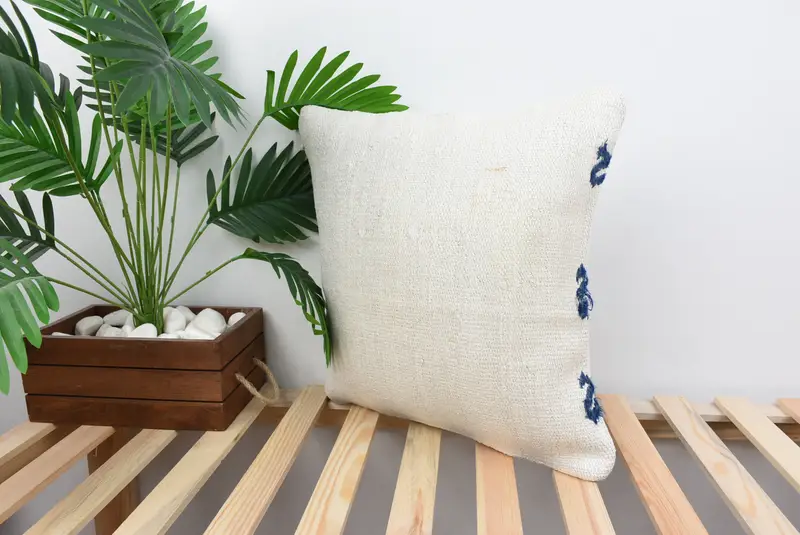 18x18 White Pillow Case, Pillow, Bed Pillow Case, Comfy Throw Pillow Case, Vintage Kilim Throw Pillow, Turkish Pillow, Kilim Cushion Sham - 5