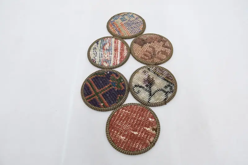 Bohemian Blue and Beige Round Coaster, Stylish Bohemian Coaster