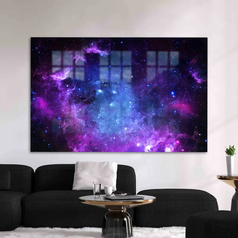 エレガントな星空プリントガラス：モダンな天体デザイン