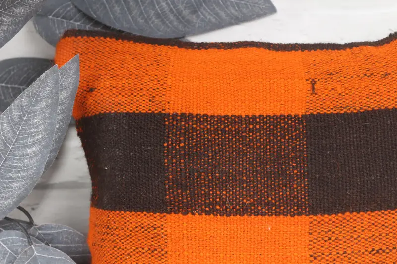 Antique Pillows, Bright Pillow, Boho Pillow, Pillow Cover, Handwoven Pillow Sham, 14x14 Orange Cushion Case, Vintage Pillow, Bed Pillow - 2
