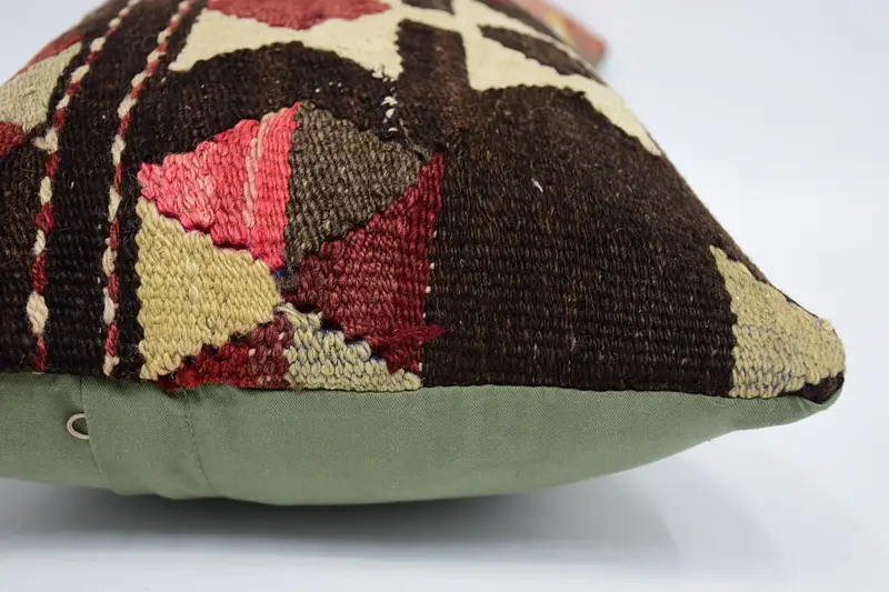Pillow Case, Patio Pillow Case, Antique Pillows, Oriental Cushion Cover, Turkish Pillow, Interior Designer Pillow, 12x20 Brown Pillow Sham - 5
