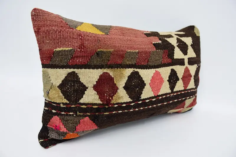Pillow Case, Patio Pillow Case, Antique Pillows, Oriental Cushion Cover, Turkish Pillow, Interior Designer Pillow, 12x20 Brown Pillow Sham - 3