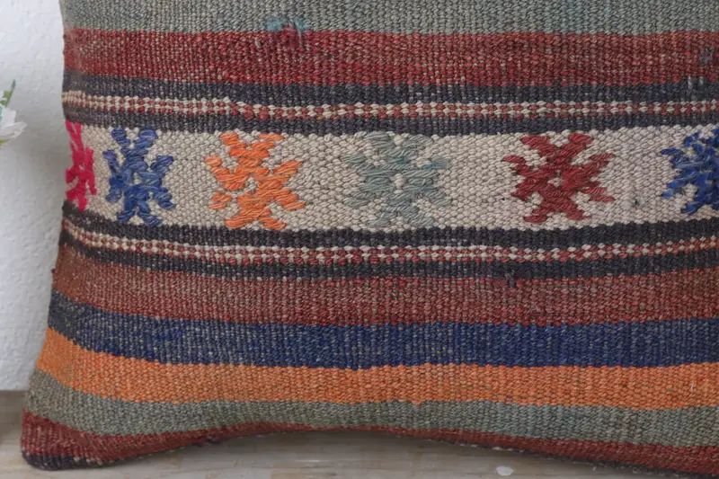 Kilim Cushion Sham, Meditation Pillow Case, Boho Pillow Sham Cover, Home Decor Pillow, Knitted Cushion Case, Cushion Case, 16x16 Red Pillow Cover - 3