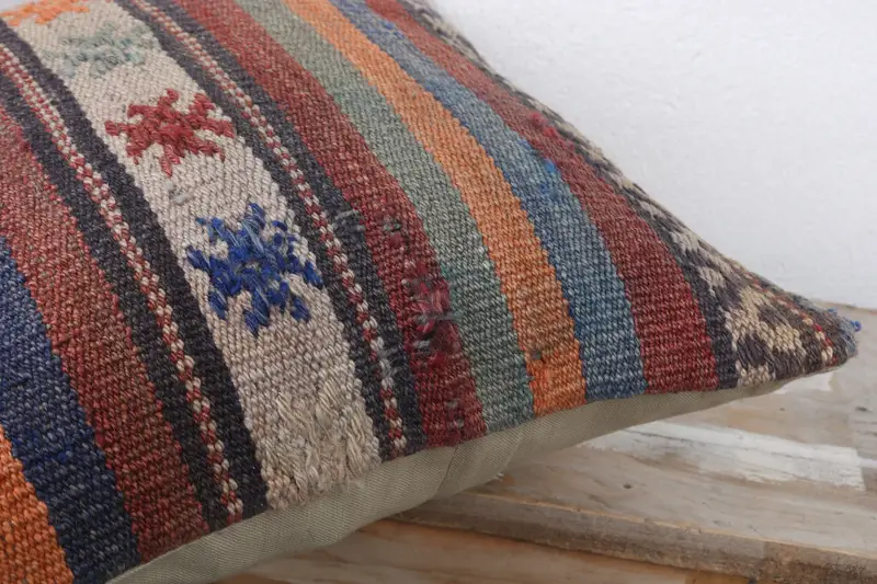 Kilim Cushion Sham, Meditation Pillow Case, Boho Pillow Sham Cover, Home Decor Pillow, Knitted Cushion Case, Cushion Case, 16x16 Red Pillow Cover - 6