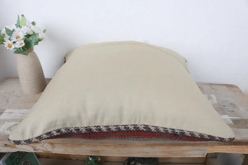 Kilim Cushion Sham, Meditation Pillow Case, Boho Pillow Sham Cover, Home Decor Pillow, Knitted Cushion Case, Cushion Case, 16x16 Red Pillow Cover - 7