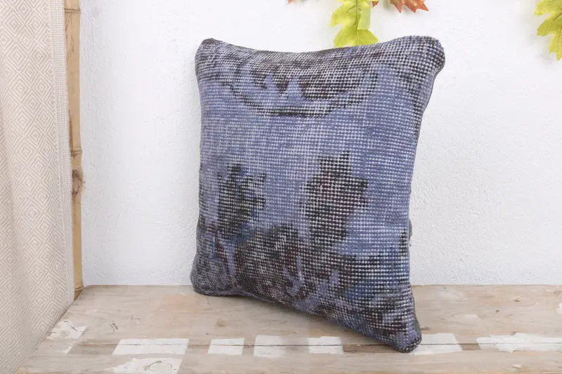 14x14 Purple Pillow Cover, Colorful Pillow Cover, Interior Designer Pillow, Handmade Kilim Cushion, Cushion Cover, Vintage Pillow - 5