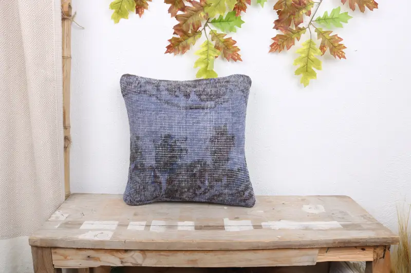 14x14 Purple Pillow Cover, Colorful Pillow Cover, Interior Designer Pillow, Handmade Kilim Cushion, Cushion Cover, Vintage Pillow - 1