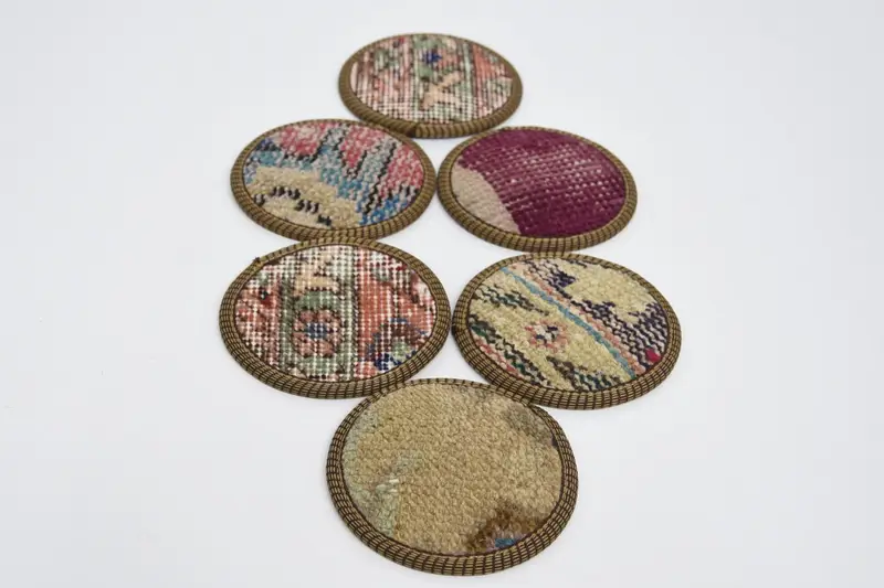 Bohemian Round Coaster, Red and Brown Kitchen Decor Coaster