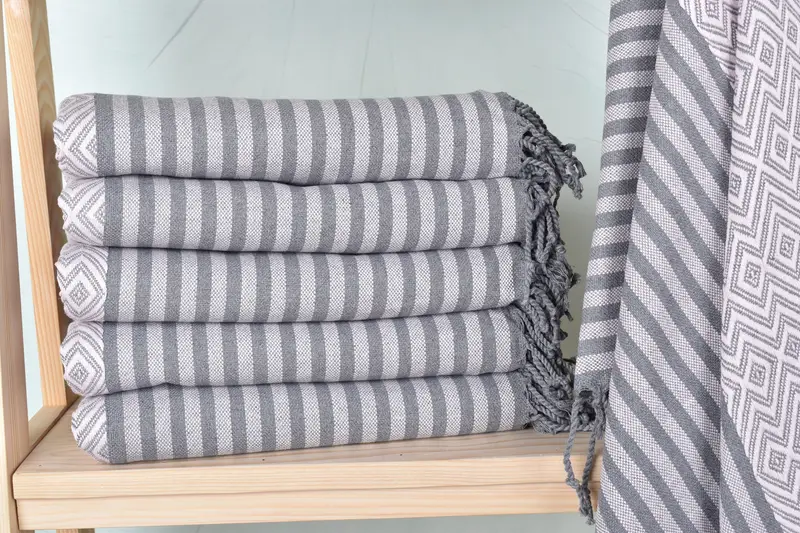 Light Powder Pink Towel, Diamond Towel, Organic Cotton/Linen, 40x71 Inches