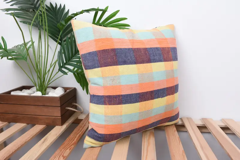 Boho Pillow, Couch Cushion Cover, Throw Kilim Pillow, 18x18 Blue Pillow Case, Pillow Case, Garden Cushion Cover, Vintage Pillow - 4
