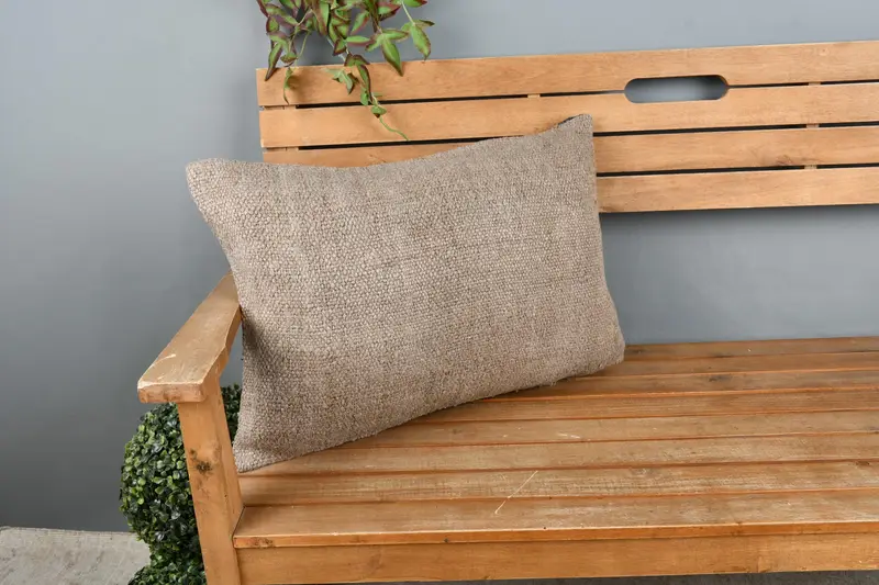 Pillow for Sofa, Armchair Cushion Cover, Turkish Bench Pillow Sham, Vintage Pillow, 16x24 Beige Pillow Case, Cushion, Pillow for Couch - 1