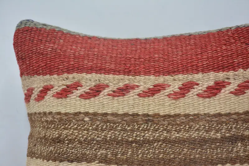 Throw Kilim Pillow, Pillow Sham, Antique Pillows, Neutral Pillow Sham, 12x12 Red Pillow Cover, Interior Designer Pillow, Custom Cushion Cover - 2