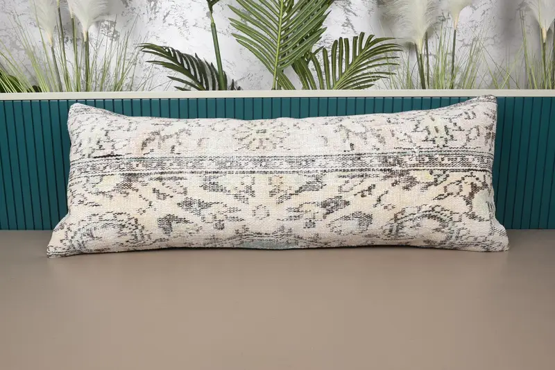 Antika Yastık Sham, Krem 16x42 inç Yastık Kılıfı, Yatak Yastık Kılıfı - 1