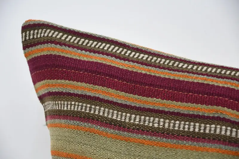 Cushion Cover, Kilim Pillow, Boho Pillow Sham Cover, 16x36 Orange Pillow Sham, Pillow for Sofa, Decorative Pillow Cover, Authentic Pillow Case - 2