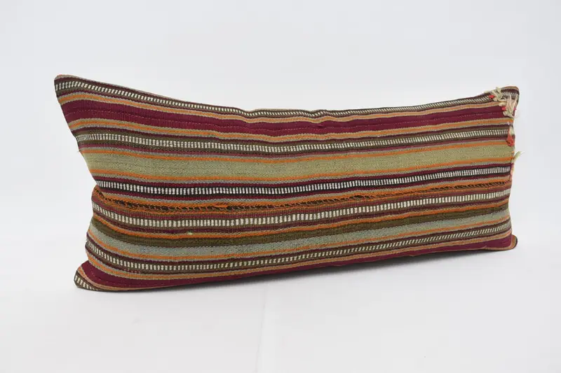 Cushion Cover, Kilim Pillow, Boho Pillow Sham Cover, 16x36 Orange Pillow Sham, Pillow for Sofa, Decorative Pillow Cover, Authentic Pillow Case - 3