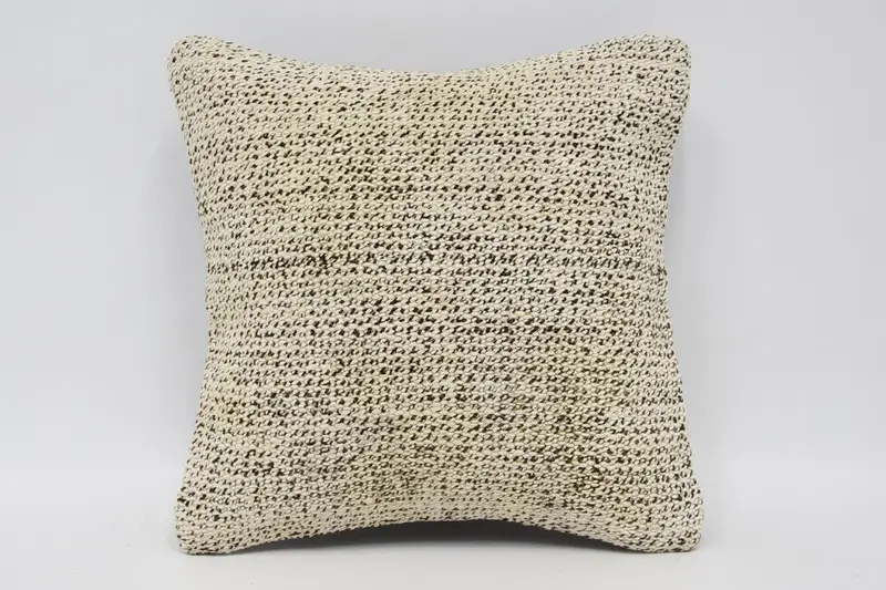 Plaid Vintage Cushion Cover, Wool Gift 12x12 inch Beige Pillow Sham - 1