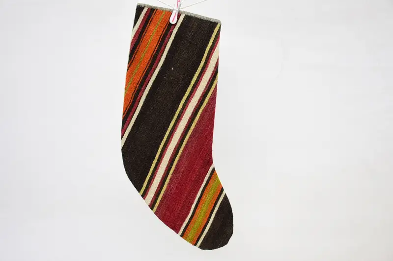 Red and Orange Christmas Ornaments Stocking, 14-Inch Holiday Stocking