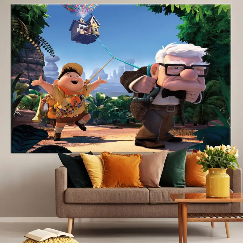 Carl Fredricksen ve Russell, Up Film Duvar Sanatı, Balon Duvar Dekoru, UP Movie Poster, Çocuk Odası Duvar Sanatı, Kreş Tuval, UP Film Baskı - 1