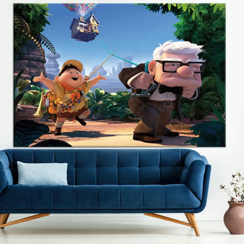 Carl Fredricksen ve Russell, Up Film Duvar Sanatı, Balon Duvar Dekoru, UP Movie Poster, Çocuk Odası Duvar Sanatı, Kreş Tuval, UP Film Baskı - 5