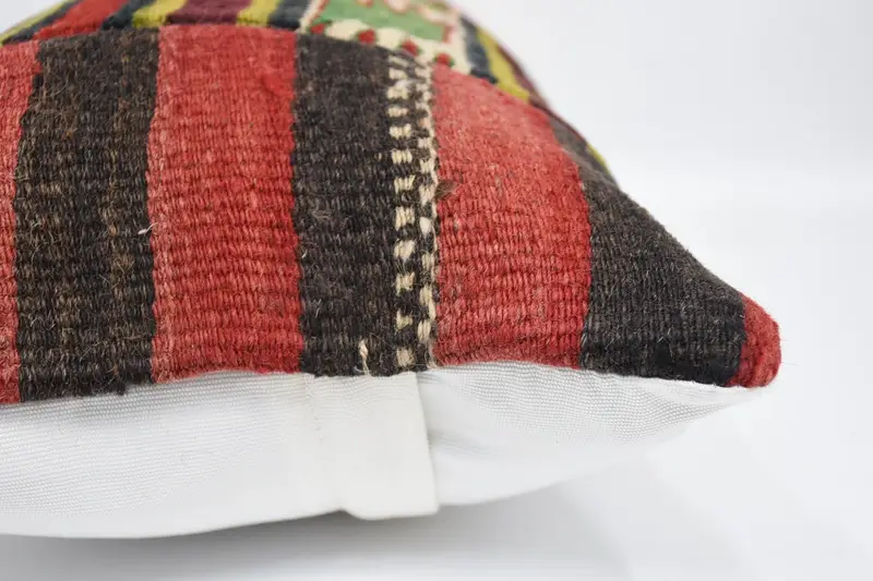 Cushion Case, Pillow for Couch, Turkish Bench Pillow Case, 12x24 Red Pillow Sham, Decorative Cushion Cover, Kilim Cushion Sham, Boho Pillow - 5