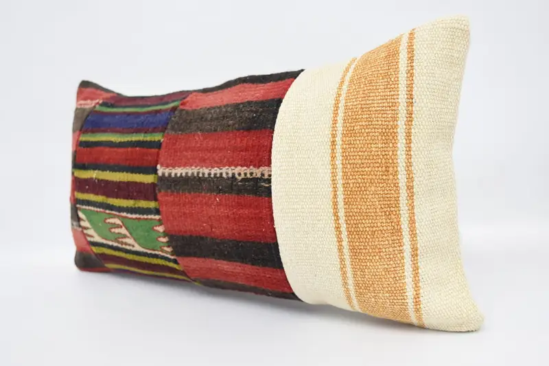 Cushion Case, Pillow for Couch, Turkish Bench Pillow Case, 12x24 Red Pillow Sham, Decorative Cushion Cover, Kilim Cushion Sham, Boho Pillow - 4