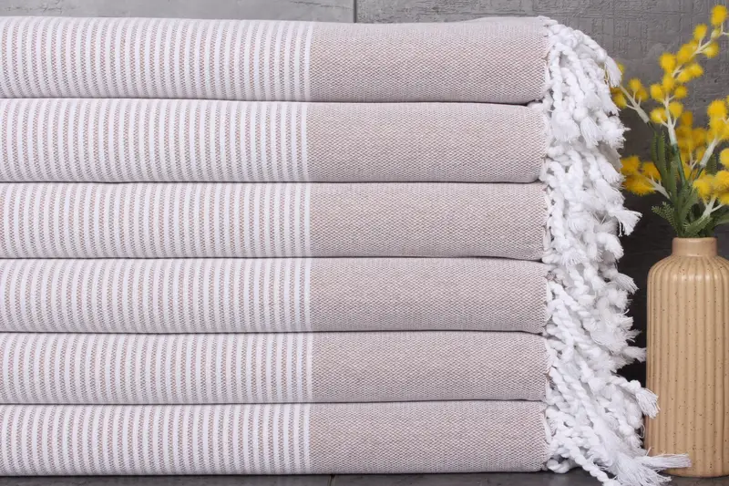 Bridesmaid Personalized Turkish Beach Towel Brown Beige, 36x71 Inches