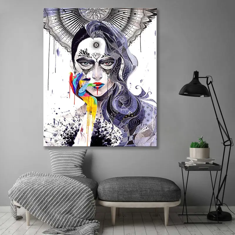 Minjae Lee Wall Art, Woman Decor, Colorful Painting, Girl Print, Abstract Woman, Woman Artwork, Wizards Woman, Illustration Art,Graffiti Art - 3