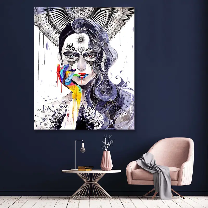 Minjae Lee Wall Art, Woman Decor, Colorful Painting, Girl Print, Abstract Woman, Woman Artwork, Wizards Woman, Illustration Art,Graffiti Art - 1