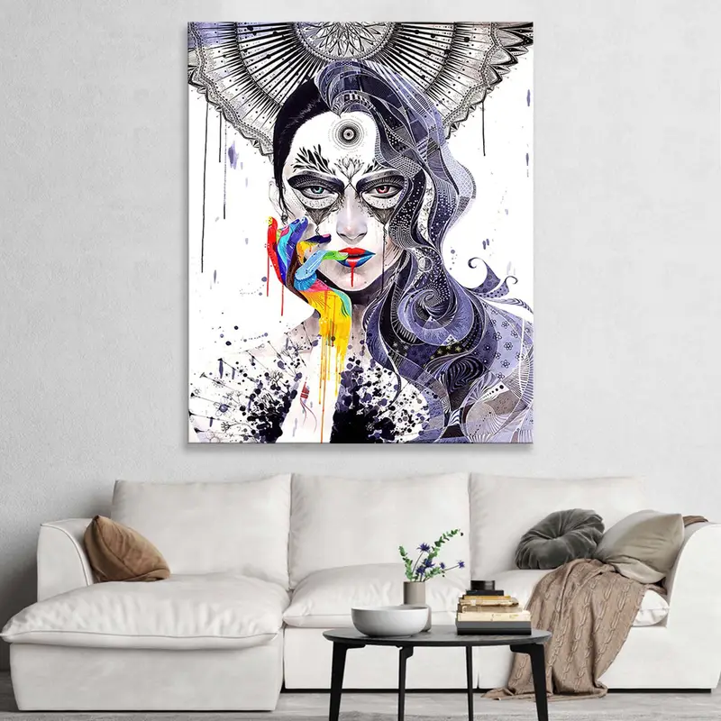 Minjae Lee Wall Art, Woman Decor, Colorful Painting, Girl Print, Abstract Woman, Woman Artwork, Wizards Woman, Illustration Art,Graffiti Art - 2