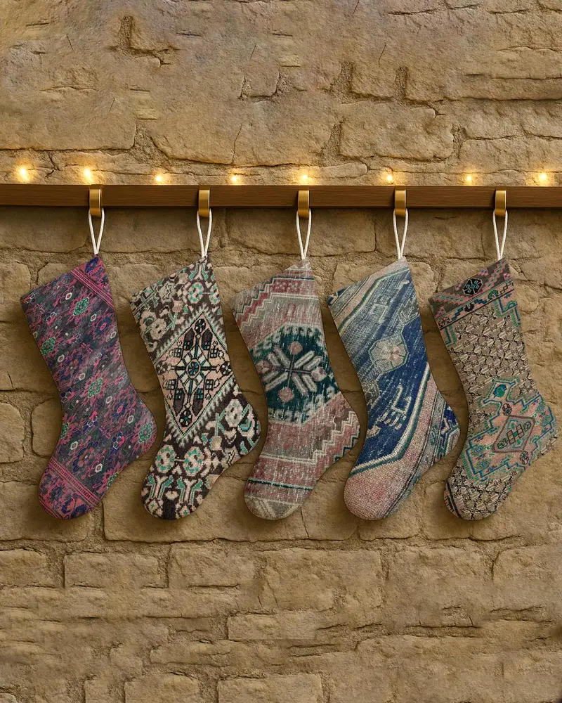 Media festiva de algodón con adornos navideños, media navideña de 30 pulgadas