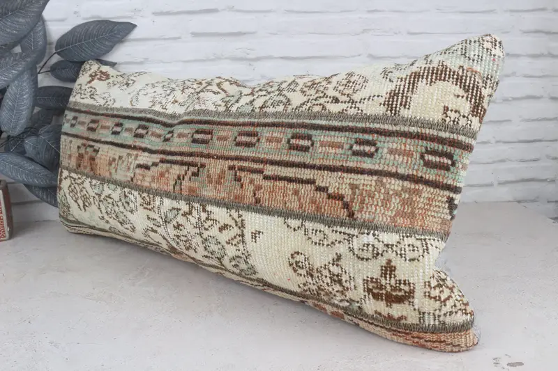 Vintage Kilim Pillow Pillow Case, 16x36 Beige Pillow, Pillow Cover, Turkish Kilim Pillow, Vintage Kilim Throw Pillow, Pillow for Couch - 4