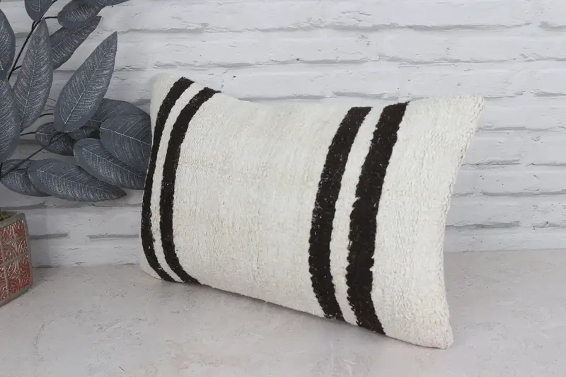 Vintage Pillow, Accent Pillow Cover, 12x20 White Cushion, Indoor Cushion Case, Boho Pillow, Pillow, Gift Pillow, Bolster Throw Cushion Case - 4