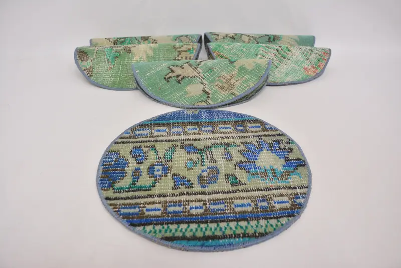 Mantel individual bohemio verde y bronce, mantel individual bohemio de 35 pulgadas de ancho