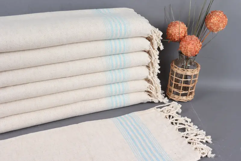 Turkish Tea Towel Turquoise Peshkir Striped Towel, 20x36 Inches
