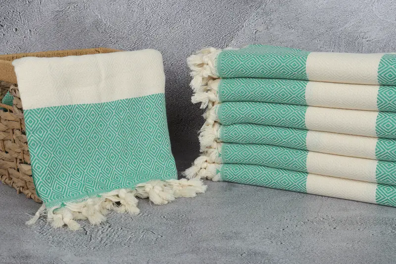 Turkish Towel Beach, Peshtemal Towel, Best Friend Wedding Gift, 70x40 Cotton Diamond Towel, Boyfriend Christmas Gift, Monogrammed Beach Towel - 3
