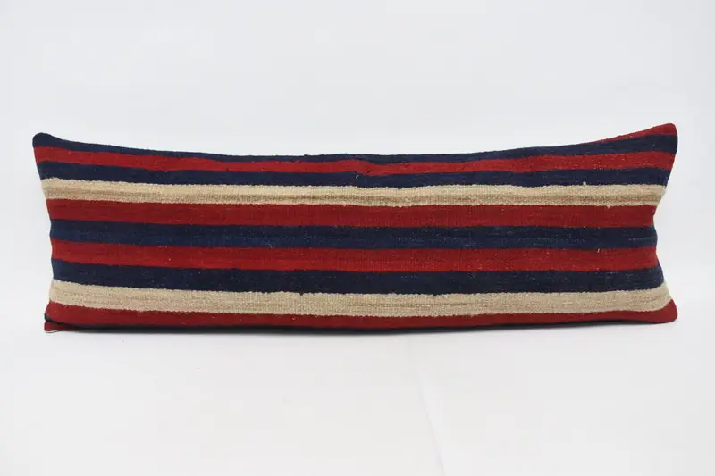 Red Throw Antique Pillow Case, 16x48 inch Home Refresh Rectangle Striped Pillow Cover - 1