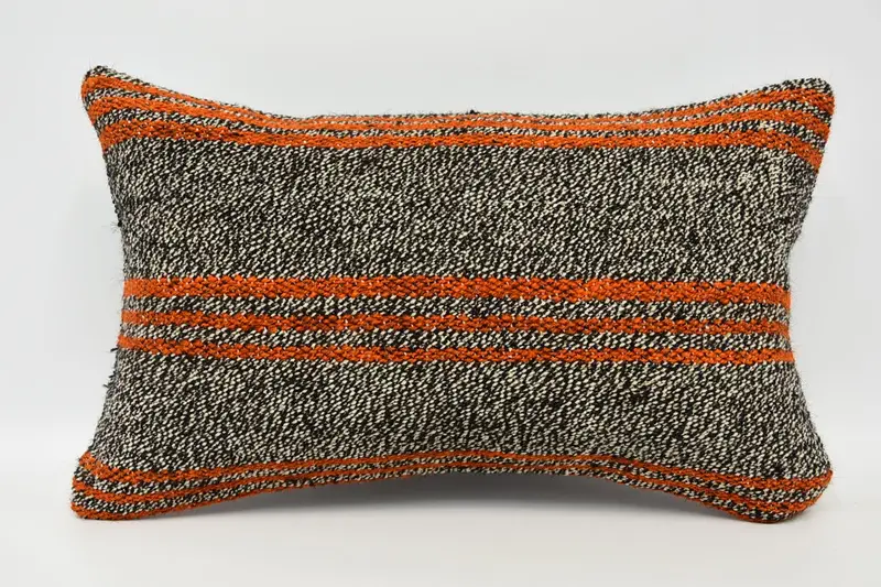 Striped Throw Moroccan Pillow Cover, Gift for Mom 30x50 cm Contemporary Brown Euro Sham - 1
