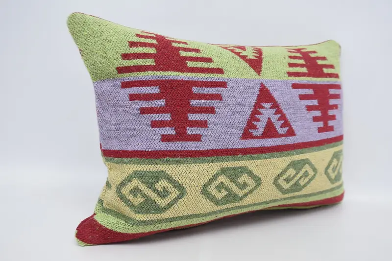 Shabby Chic Cushion, Interior Designer Pillow, Boho Pillow Sham Cover, 16x24 Green Pillow Cover, Kilim Cushion Sham, Cushion - 3