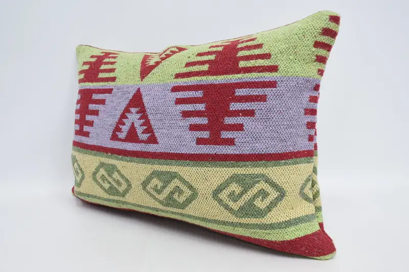 Shabby Chic Cushion, Interior Designer Pillow, Boho Pillow Sham Cover, 16x24 Green Pillow Cover, Kilim Cushion Sham, Cushion - 4