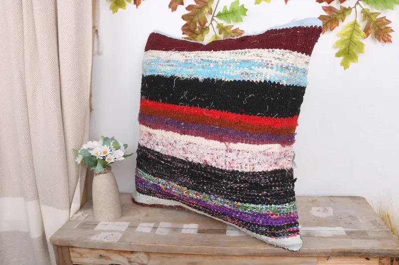 Christmas Pillow Case, Cushion, 20x20 Red Pillow, Garden Cushion Cover, Throw Kilim Pillow, Kilim Cushion Sham, Pillow for Sofa, Aztec Pillow Sham - 4