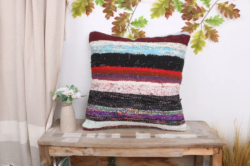 Christmas Pillow Case, Cushion, 20x20 Red Pillow, Garden Cushion Cover, Throw Kilim Pillow, Kilim Cushion Sham, Pillow for Sofa, Aztec Pillow Sham - 1