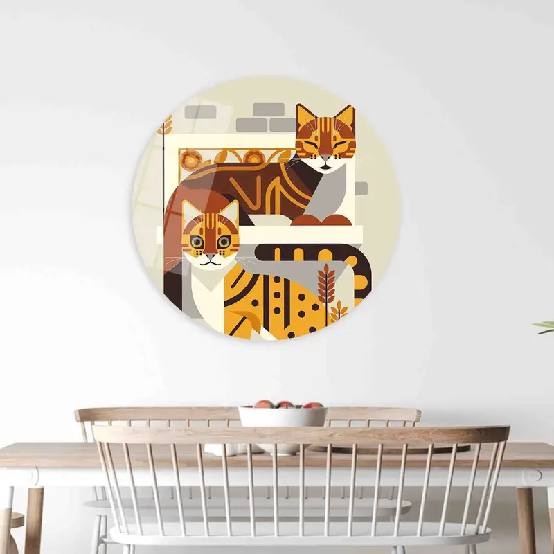 Trendy Boho Cat Canvas Print: Elegant Feline Decor
