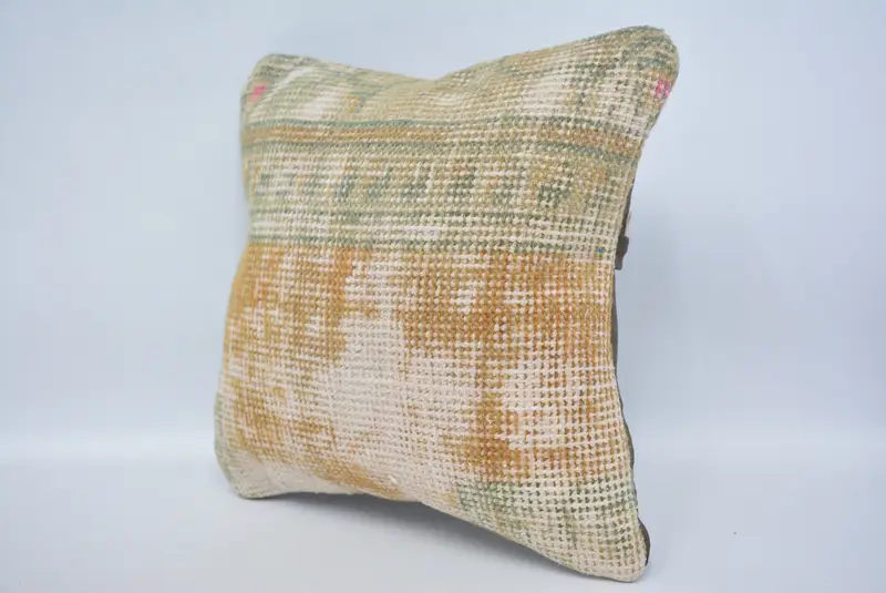 Gift Pillow, Cushion Cover, Ethnical Kilim Rug Pillow, Colorful Pillow, 12x12 Orange Pillow, Handmade Kilim Cushion - 4