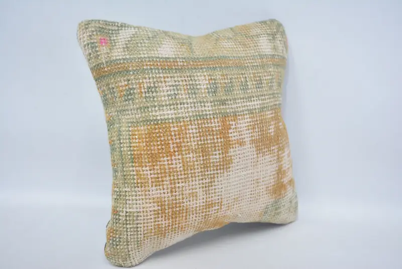 Gift Pillow, Cushion Cover, Ethnical Kilim Rug Pillow, Colorful Pillow, 12x12 Orange Pillow, Handmade Kilim Cushion - 3