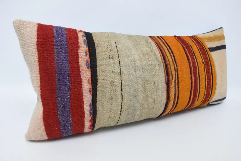 Pillow, Kilim Pillow Cover, 16x36 Orange Pillow, Ethnical Kilim Rug Pillow, Lounge Throw Cushion Cover, Vintage Kilim Throw Pillow - 3